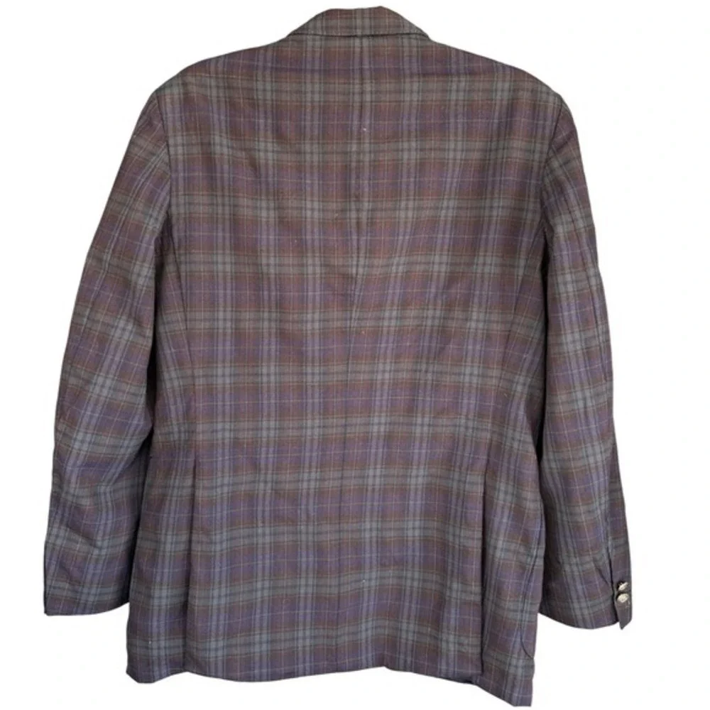 90s Vintage Burberrys Plaid Blazer Pure Wool Sport Coat Men's Blue green‎